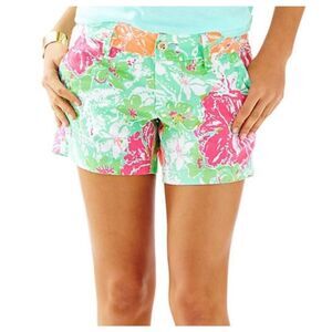 Lilly Pulitzer Shorts Womens Sz 4 Poolside Blue Beach Walk Callahan Chino Cotton